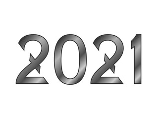 2021 with silver color and unique font