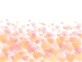 赤とオレンジのハートが浮かぶ背景イラスト