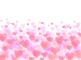 赤とピンクのハートが浮かぶ背景イラスト