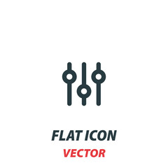 equalizer icon in a flat style. Vector illustration pictogram on white background. Isolated symbol suitable for mobile concept, web apps, infographics, interface and apps design