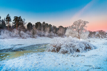 winter landscape with frozen river