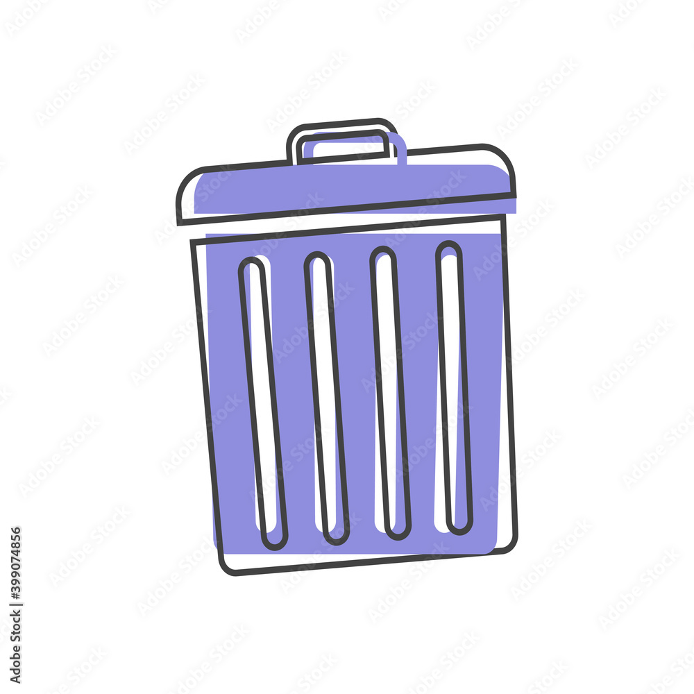 Aufkleber container recycling of garbage sign isolated. flat icon bin. flat image trash can on cartoon style o