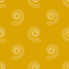 Art deco seamless pattern. Simple geometric curl on yellow background, fabric, wallpaper, packaging, vector ornament