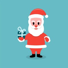 Santa Claus holding gift box vector illustration