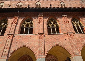 Fragment of the facade of a residential building. High Castle of the Teutonic Order. Malbork, Poland