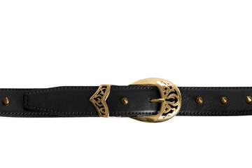 black leather belt on a white background