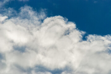 Obraz premium Picturesque blue sky with large beautiful clouds on a bright sunny day. Sky replacement template