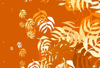 Light Orange vector abstract backdrop with leaves.