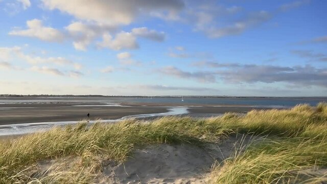 View of the estuary at East Head near West Wittering from the National Trust reserve sand dunes.
