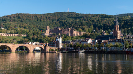 heidelberg historic town with the old castle ans the river neckar, germany