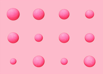 Set of pink buttons on a pink background. Stylish illustration