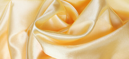 Yellow wave silk fabric horizontal long background