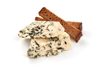 Gorgonzola cheese, isolated on a white background