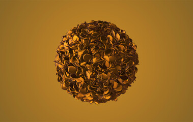 background made of golden circles forms eco materials.