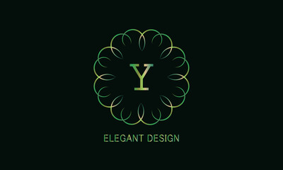 Graphic design of the monogram with a decorative letter Y. Emblem for fashion, beauty and jewelry industry, sign, business symbol, greeting cards, invitations, menus, labels.