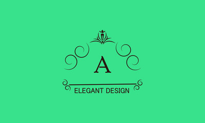 Premium monogram design with decorative letter A. Emblem for business symbol, greeting cards, invitations, menus, labels, heraldry. Graphic page design.