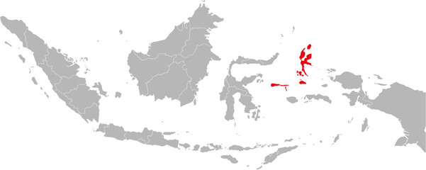 Maluku utara province isolated on indonesia map. Gray background. Business concepts and backgrounds.