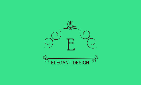 Premium monogram design with decorative letter E. Emblem for business symbol, greeting cards, invitations, menus, labels, heraldry. Graphic page design.
