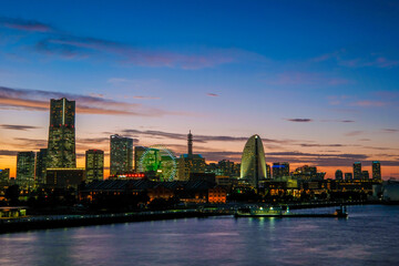 大さん橋からの横浜みなとみらいの夕景
