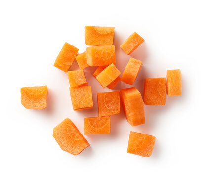 fresh raw carrot cubes