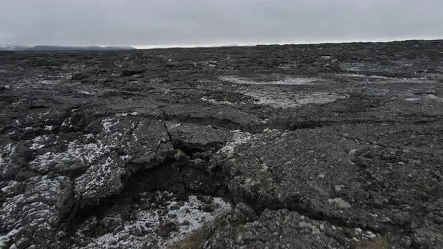 Flaying very low above a big lava field