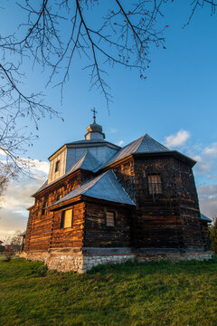 old wooden church in the village. Cewków