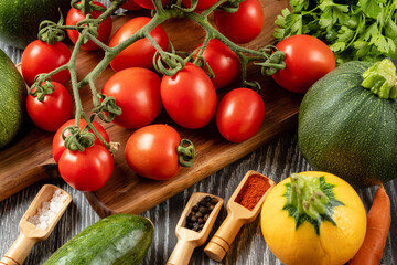 fresh vegetable, cooking ingredients for vegan lunch