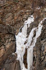Frozen waterfall in Italy Alps. Valtournenche