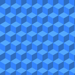 Fondo azul con cubos en 3d, patrón de cubos 3d, vector cubos azules 3d