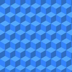 Fondo azul con cubos en 3d, patrón de cubos 3d, vector cubos azules 3d