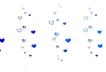 Light BLUE vector background with hearts.