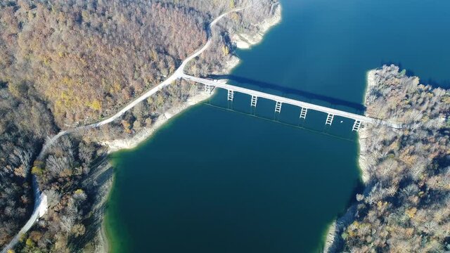 Aerial view of the jumping lake in Rieti, Italy
