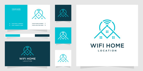 Wifi house location logo, smart home logo design