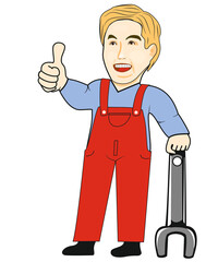 Mann mit Schraubenschlüssel, Illustration