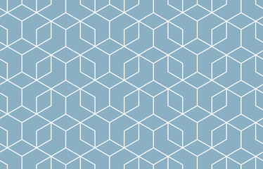 The geometric pattern with lines. Seamless vector background. White and blue texture. Graphic modern pattern. Simple lattice graphic design