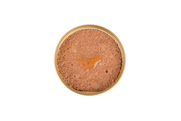 Chicken pate in a can isolated on white background with clipping path. Canned cat food