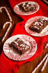 Chocolate peppermint brownies with candy canes