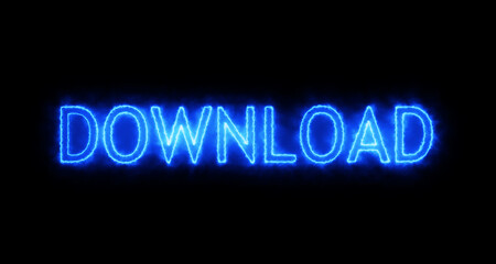 Download - sign. Sign in neon style. Abstract animation glowing neon blue light. 4K