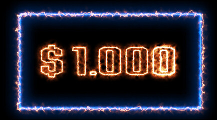 "$10.00" - sign. Sign in neon style. Abstract animation glowing neon blue light. 4K