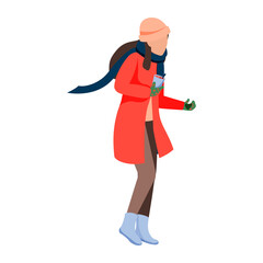 Girl Outdoors Vector Illustration