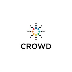 Circle crowd logo. Colorful geometric design symbolizing community, teamwork, and digital network. Modern abstract icon for business, media, technology, and innovation. Minimalist corporate identity.
