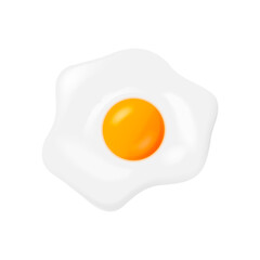 Fried egg isolated on white background. Vector illustration.