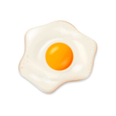 Fried egg isolated on white background. Vector illustration.
