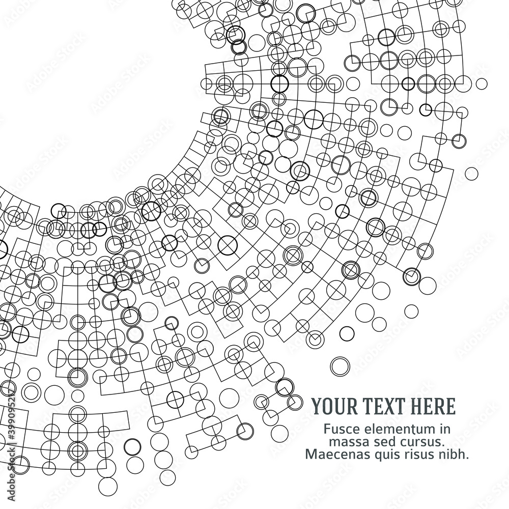 Poster design elements symbol editable icon halftone circle pattern black on white background