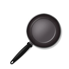 Top view of empty frying pan isolated on white background. Vector illustration.