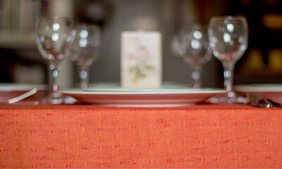 Table decoration prepared for dinner