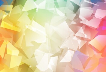 Light Green, Red vector shining triangular backdrop.