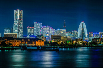 Naklejka premium 大さん橋からの横浜みなとみらいの夜景