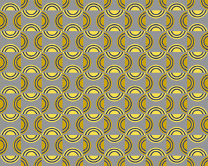 Seamless geometric pattern. illuminating yellow circle tile. ultimate gray background