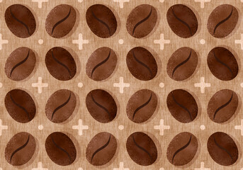 Vintage seamless pattern with coffee beans